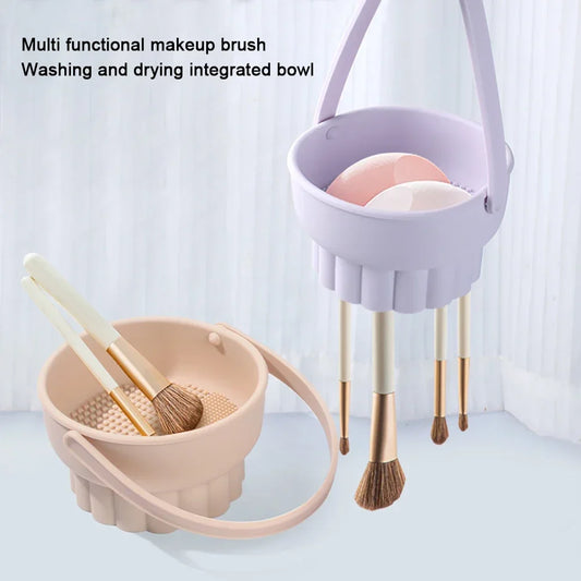 Silicone Makeup Brush Cleaning Bowl – Sponge & Puff Washer Storage Box